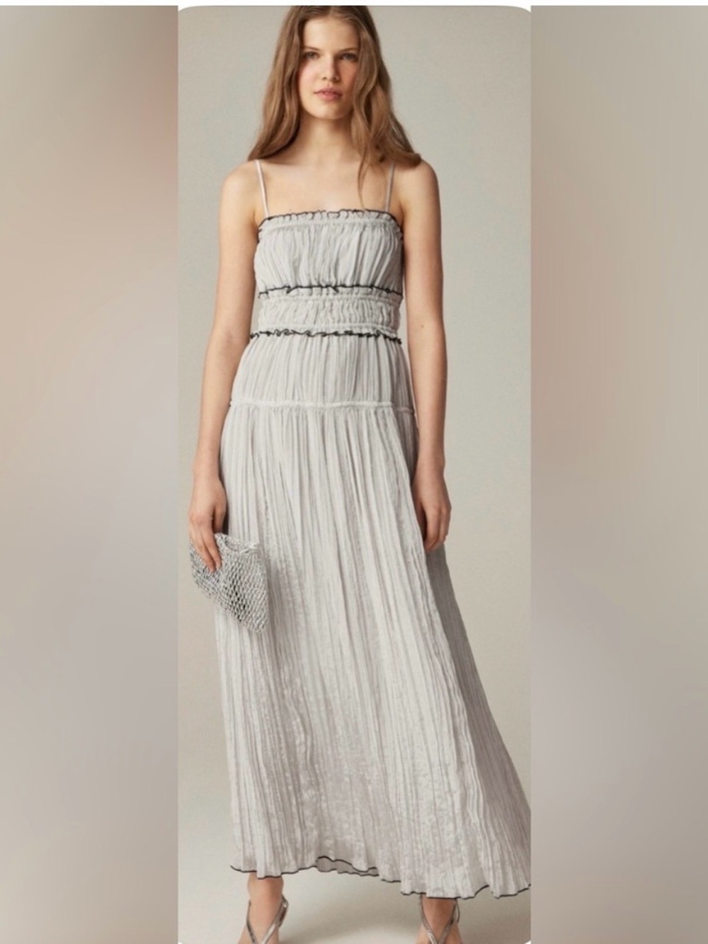 NWT J Crew Crinkle Ruffle Trim Dress